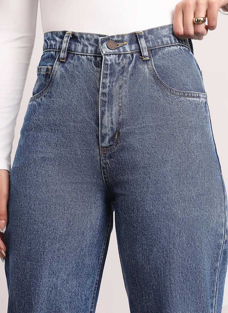 Urbano Fashion  Urbano Fashion Women's Light Blue High Rise Straight Fit Washed Jeans Non-Stretchable for Women | Best Price UAE